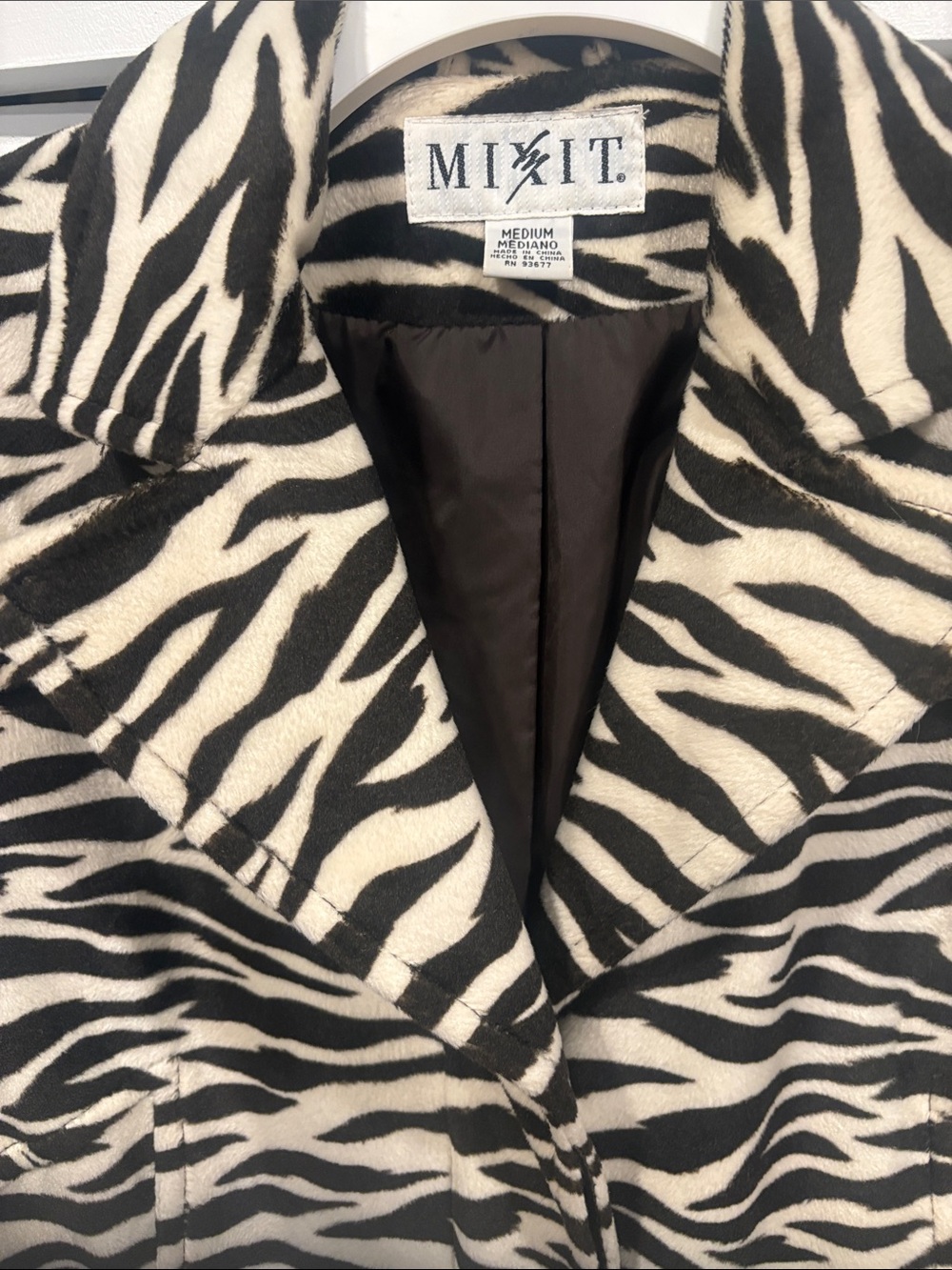 Classic MixIt Faux Fur Black and Cream Animal Print Coat - Picture 2 of 9